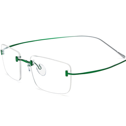 Titanium Square Optical Glasses Frame Rimless Gradient - Green Gradient Silver - MCROONS