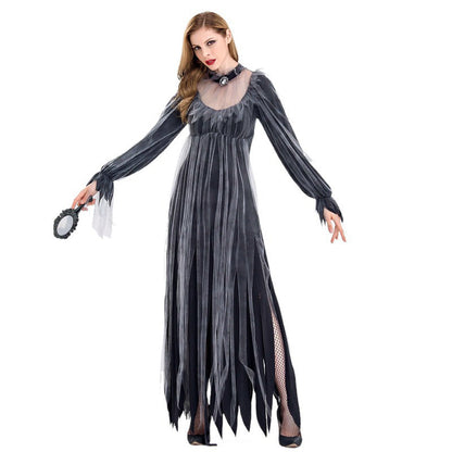 Ghost Bride Tattered Tulle Halloween Costume - MCROONS close up