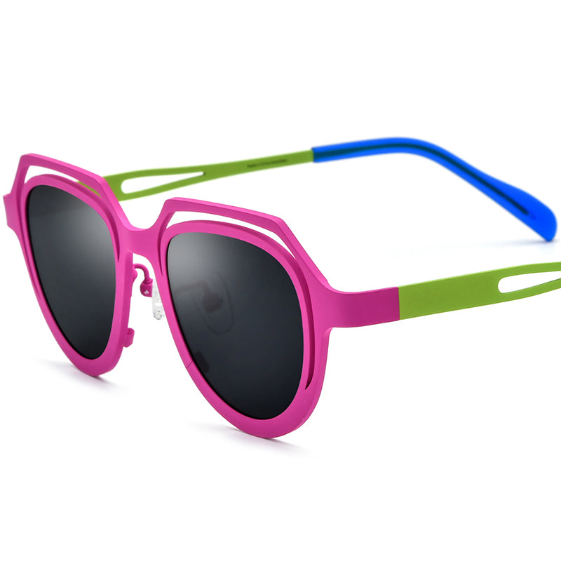 Colourful Titanium Cat Eye Polarised Sunglasses Fashion - Pink - MCROONS