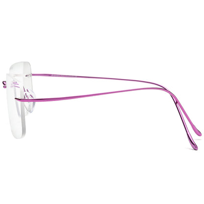 Rimless Titanium Square Optical Glasses Frame - Pink - MCROONS - Side View