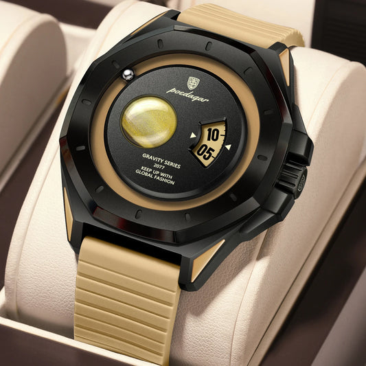 Poedagar 966 Men's Luxury Quartz Watch – Silicone Strap, Waterproof