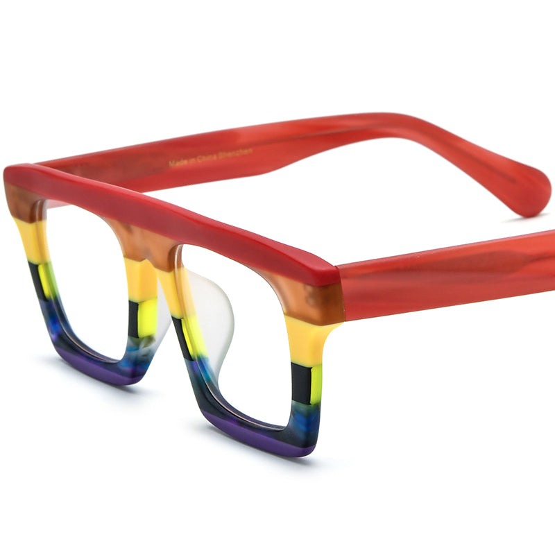 Matte Acetate Square Optical Glasses Frame Retro - Red Purple - MCROONS