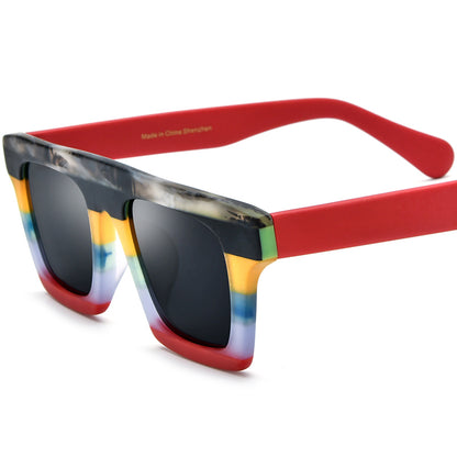 Matte Acetate Square Polarized Sunglasses Vintage - Tortoise Grey Lens - MCROONS