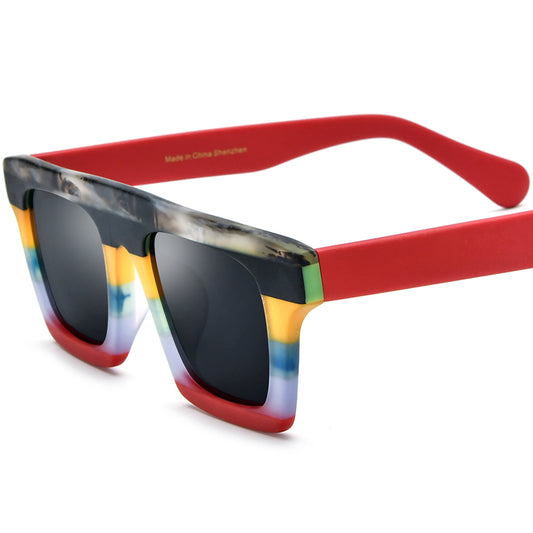 Matte Acetate Square Polarized Sunglasses Vintage - Tortoise Grey Lens - MCROONS