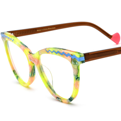 Retro Cat Eye Optical Glasses Frame - Yellow - MCROONS