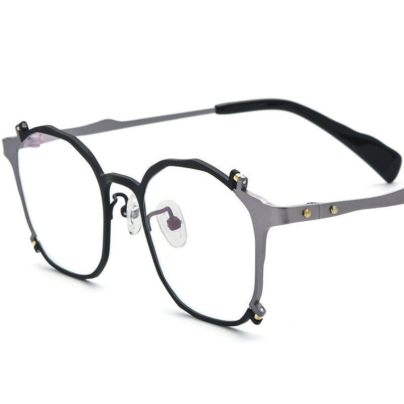 Vintage Square Titanium Optical Glasses Frame - Black Gray - MCROONS