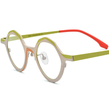 Colourful Titanium Octagon Optical Glasses Frame Vintage - MCROONS - Matte White Frame