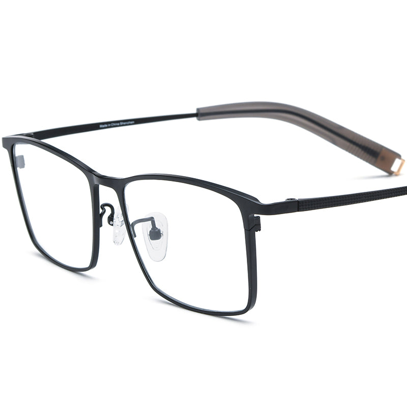 Titanium Square Optical Glasses Frame Durable Lightweight - Black - MCROONS
