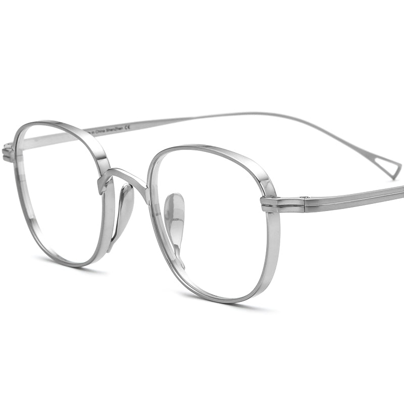 Titanium Square Optical Glasses Frame Classic - Silver - MCROONS