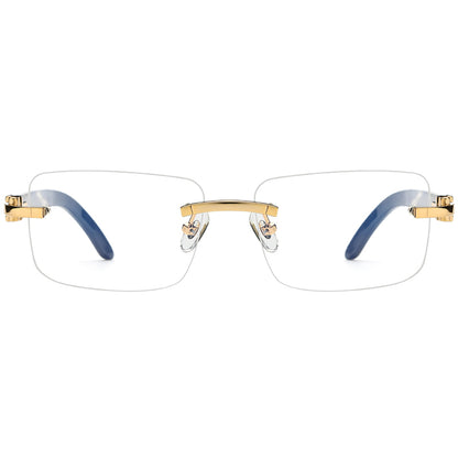 Buffalo Horn Rimless Square Optical Glasses Frame - MCROONS - Front View