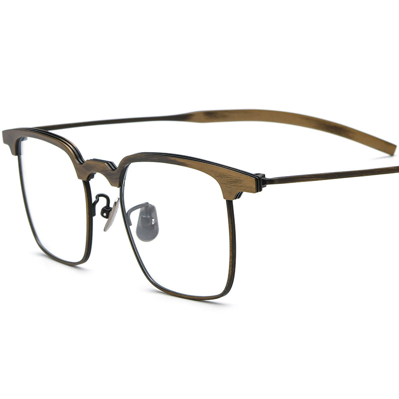 Titanium Square Optical Glasses Frame Retro Big Size - Bronze - MCROONS