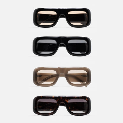 MCROONS Vintage Rectangle Acetate Sunglasses — Polarised TAC, Unisex