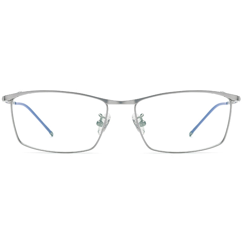 Square Titanium Optical Glasses Frame Japanese Style - MCROONS - Silver front view