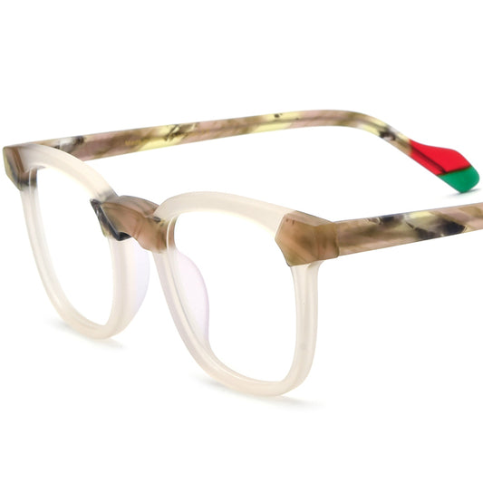 Retro Square Acetate Optical Glasses Frame - MCROONS - Matte Transparent