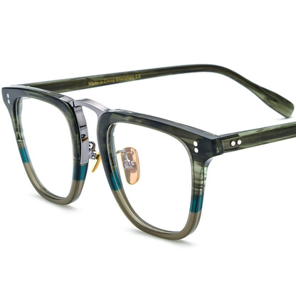 Classic Square Acetate Optical Glasses Frame - Green Stripe - MCROONS