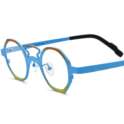 Matte Titanium Polygon Optical Glasses Frame - Matte Blue - MCROONS