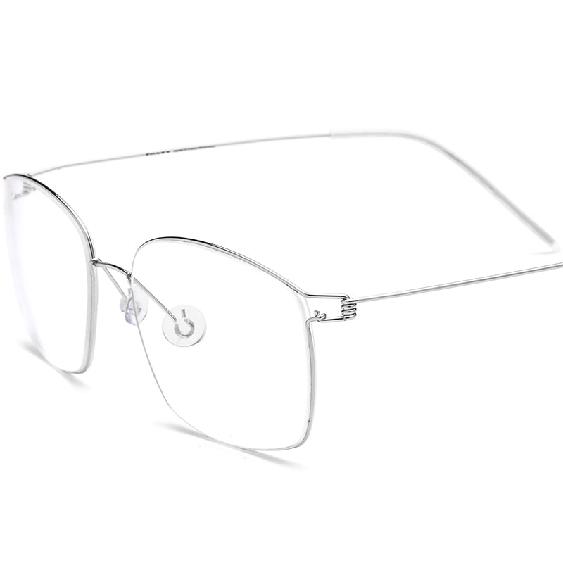 Screwless Titanium Alloy Square Optical Glasses Frame Vintage - Silver - MCROONS