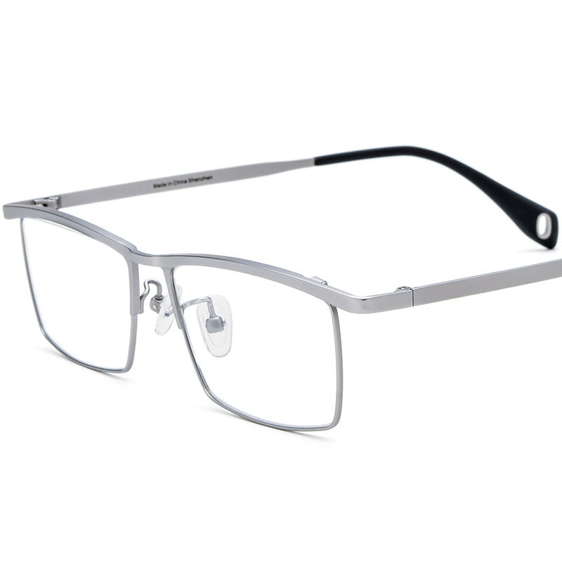Titanium Square Optical Glasses Frame Classic Lightweight - MCROONS - Silver