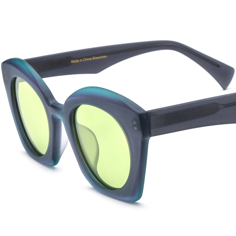 Matte Acetate Big Size Cat Eye Sunglasses - Grey - MCROONS