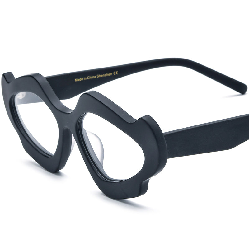 Retro Multicolour Cat Eye Matte Acetate Optical Glasses Frame - Black - MCROONS