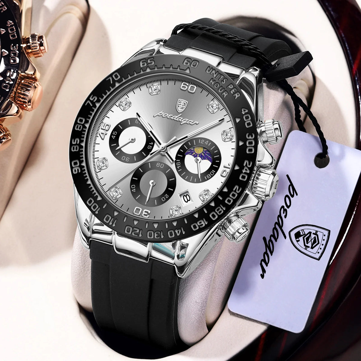 Poedagar 629 Men's Luxury Chronograph Quartz Watch – Silicone Strap, Waterproof, Luminous, Date