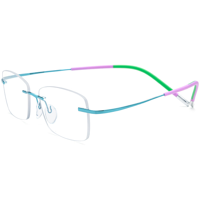 New Brand Design Titanium Frameless Square Optical Glasses - Blue - MCROONS