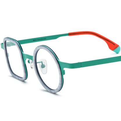Asymmetric Acetate Titanium Optical Glasses Frame Vintage - Cyan - MCROONS
