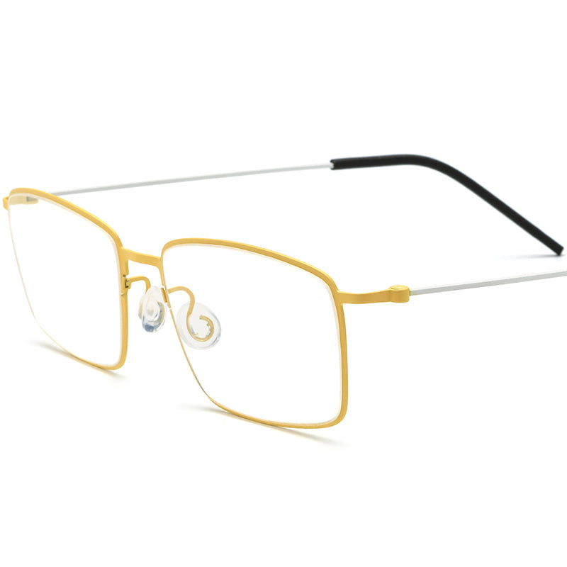 Titanium Square Optical Glasses Frame Screwless Ultralight - Gold - MCROONS