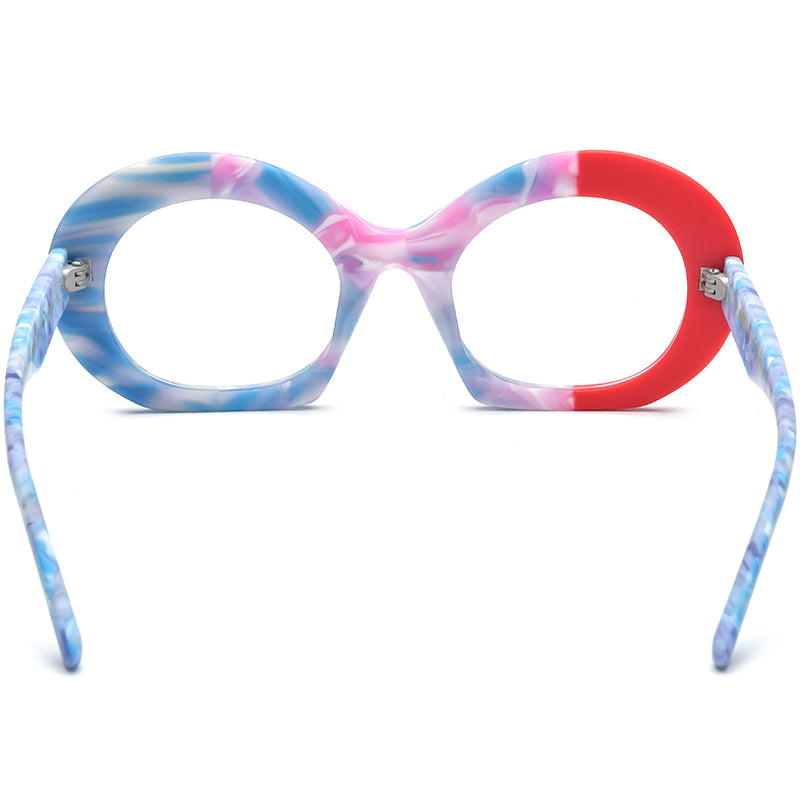 Oversized Matte Acetate Round Optical Glasses Frame - MCROONS - back view