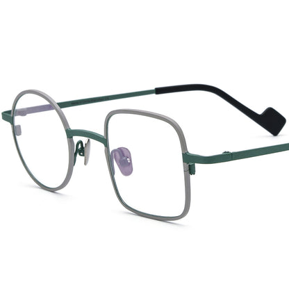 Titanium Geometric Optical Glasses Frame Retro Fashion - Grey Green - MCROONS