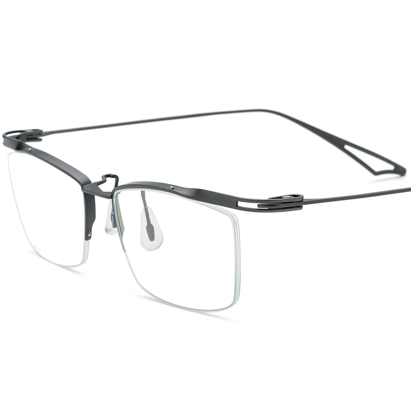 Half-Rim Square Titanium Optical Glasses Frame - MCROONS - Gray