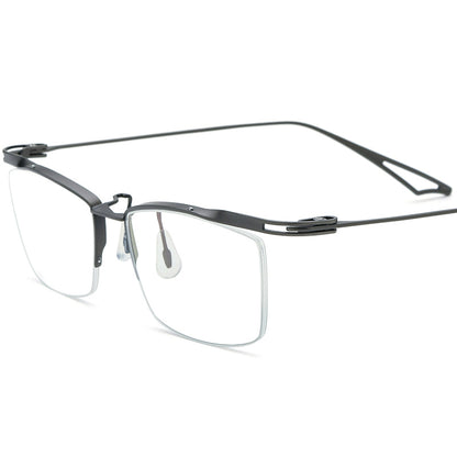 Half-Rim Square Titanium Optical Glasses Frame - MCROONS - Gray