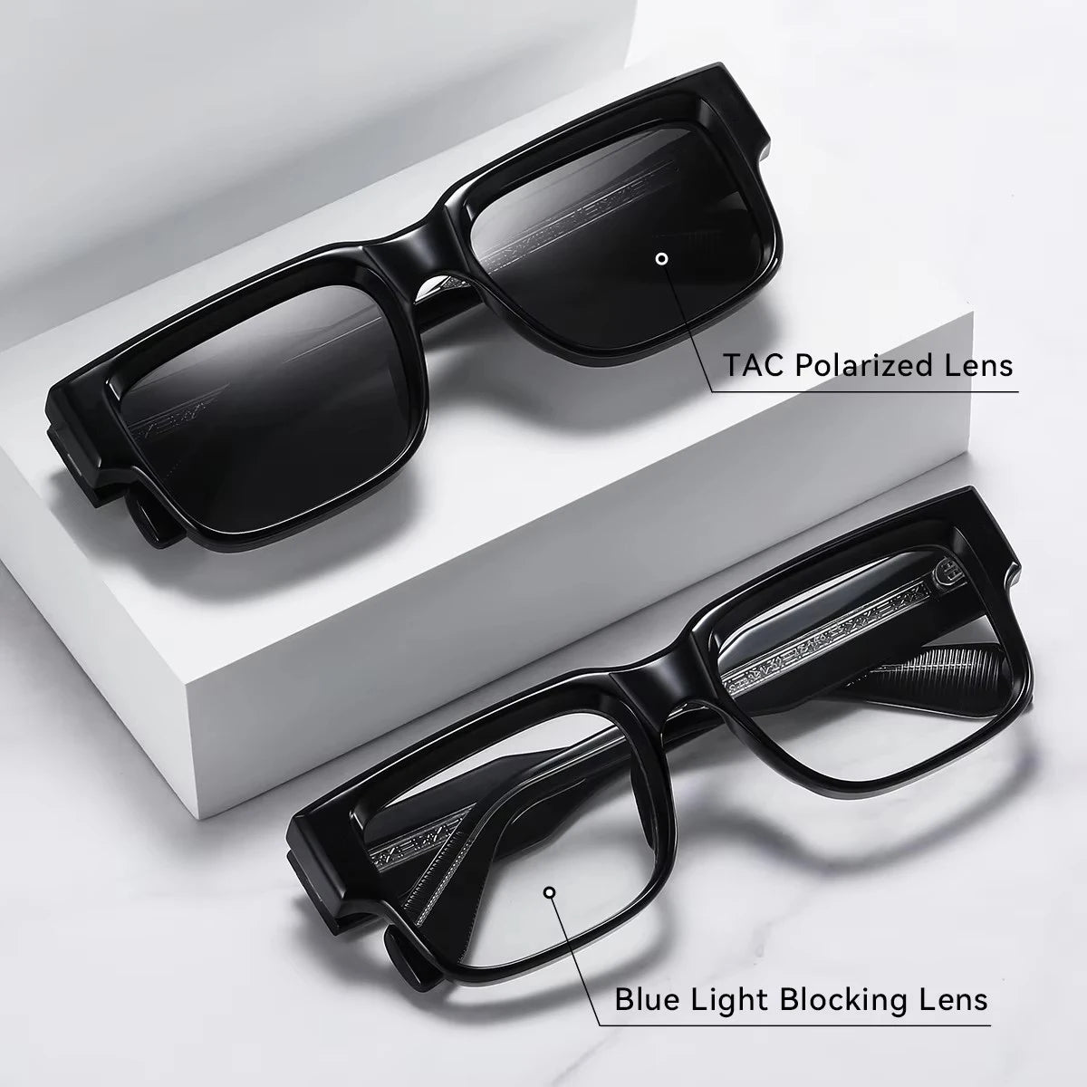 MCROONS Square Polarised Sport Sunglasses - TAC Polarized Lens Detail