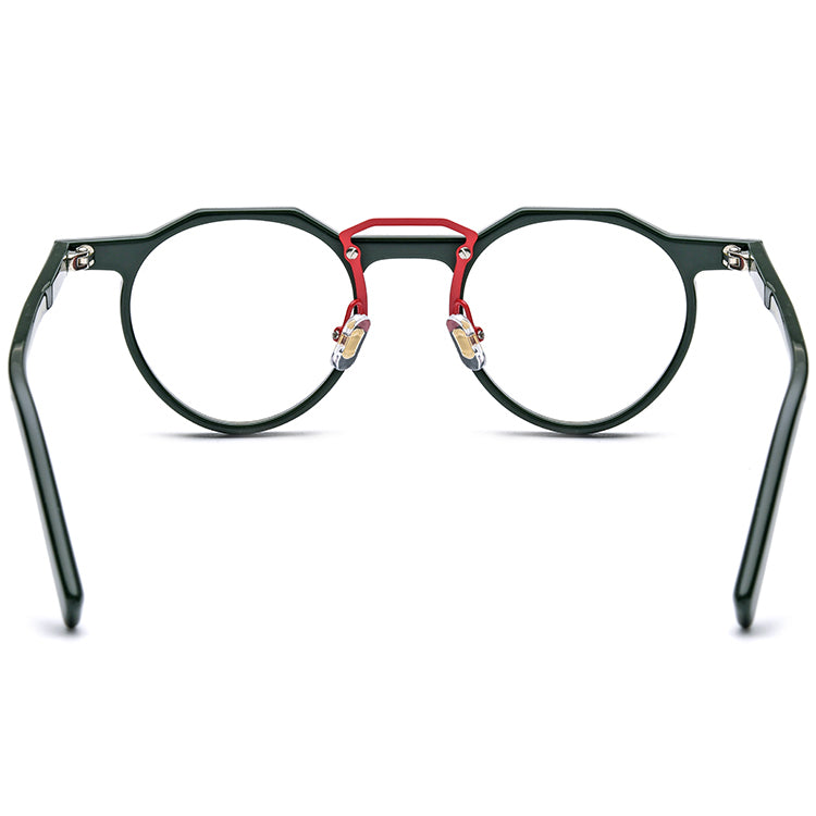 Retro Round Acetate Optical Glasses Frame - MCROONS - Dark Green back view