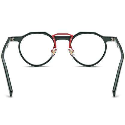 Retro Round Acetate Optical Glasses Frame - MCROONS - Dark Green back view