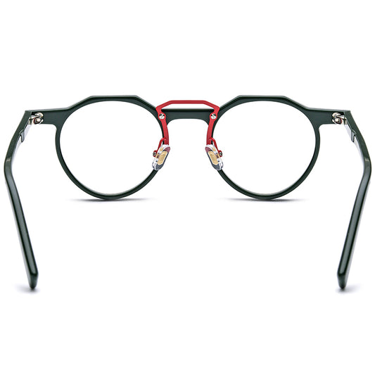 Retro Round Acetate Optical Glasses Frame - MCROONS - Dark Green back view