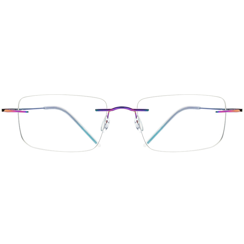 Rimless Titanium Square Optical Glasses Frame - MCROONS - front view