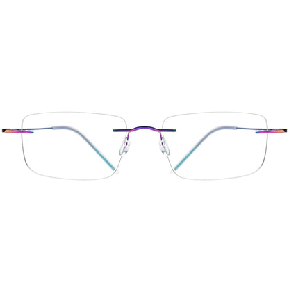 Rimless Titanium Square Optical Glasses Frame - MCROONS - front view