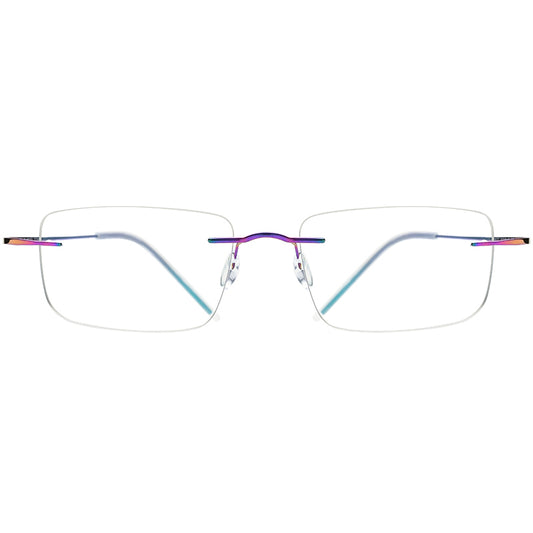 Rimless Titanium Square Optical Glasses Frame - MCROONS - front view