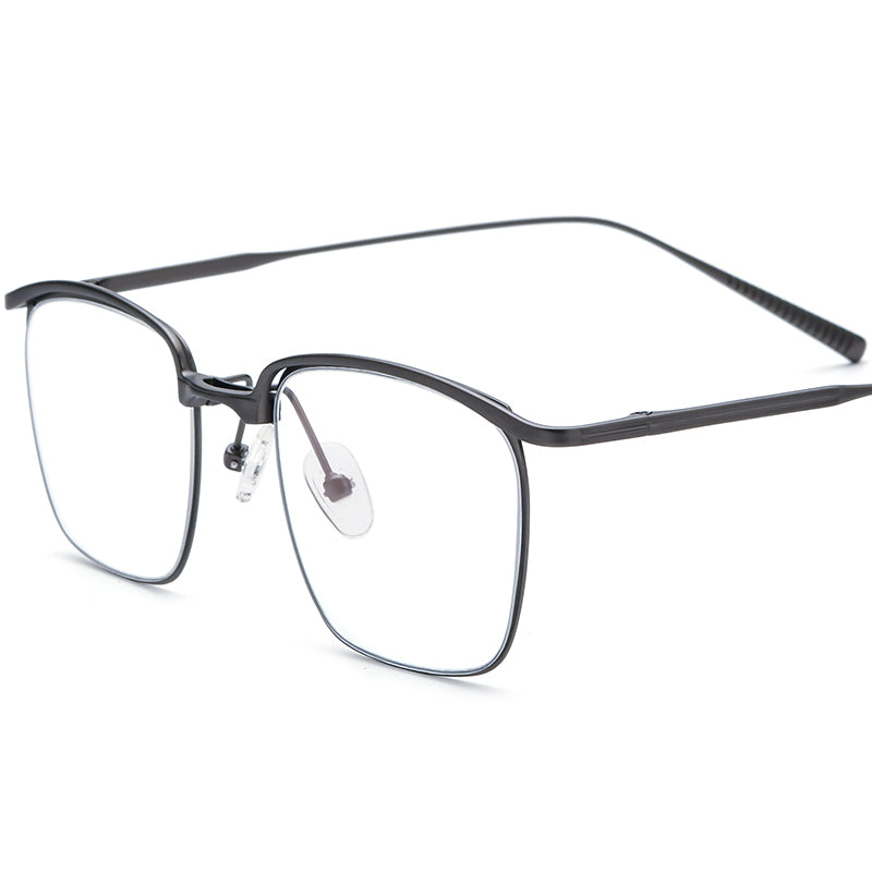 Browline Square Titanium Optical Glasses Frame - Gray - MCROONS