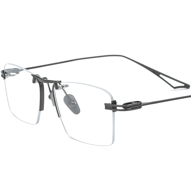 Ultralight Rimless Titanium Square Glasses - Gray - MCROONS