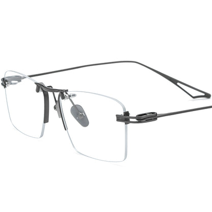Ultralight Rimless Titanium Square Glasses - Gray - MCROONS