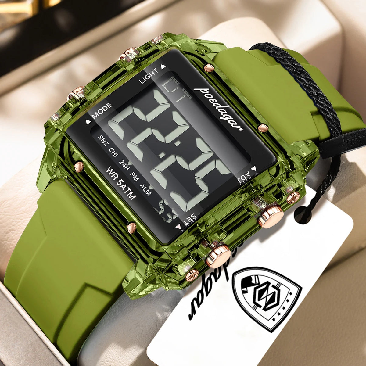 Poedagar E123 Men's Luxury Chronograph Quartz Watch – Silicone Strap, Waterproof, Date