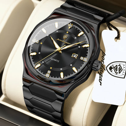Poedagar 967 Men's Luxury Quartz Watch – Stainless Steel Band, Waterproof, Luminous, Date