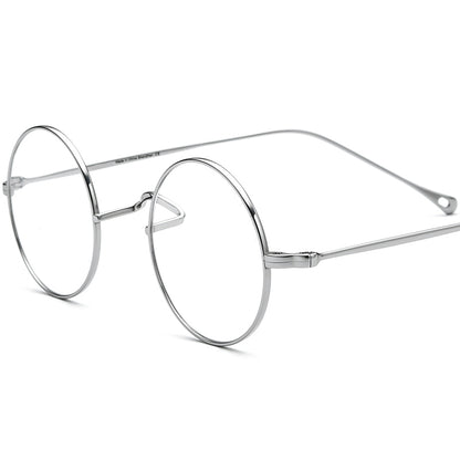 Retro Round Titanium Optical Glasses Frame - Silver - MCROONS