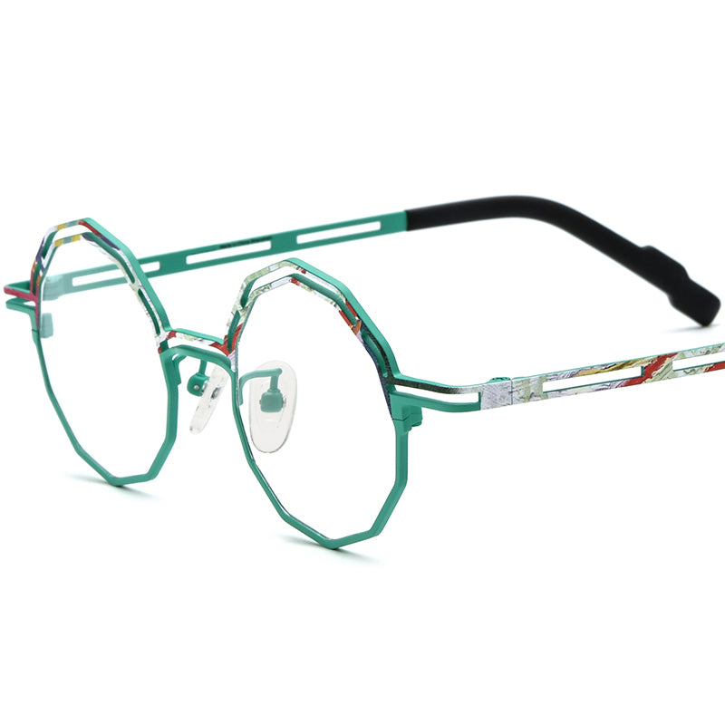 Titanium Polygon Optical Glasses Frame Print Design - Cyan - MCROONS