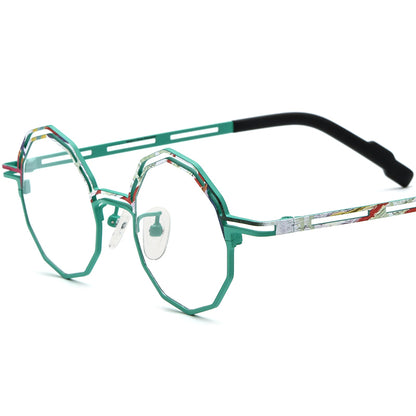 Titanium Polygon Optical Glasses Frame Print Design - Cyan - MCROONS