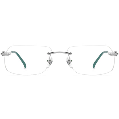 Rimless Square Alloy Optical Glasses Frame - Silver - MCROONS