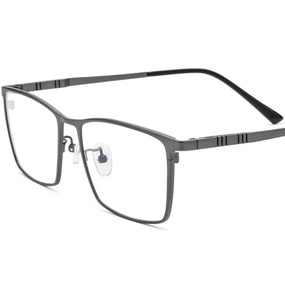 Sleek Titanium Square Half-Rim Optical Glasses Frame - Gray - MCROONS