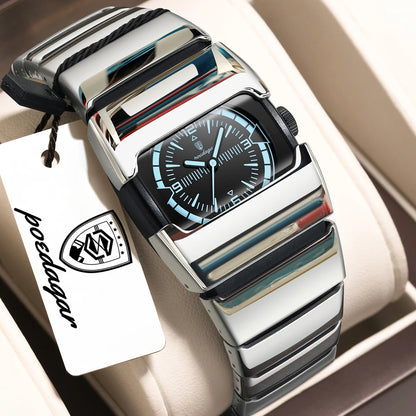 Poedagar 846 Men's Luxury Quartz Watch – Stainless Steel Band, Waterproof, Luminous